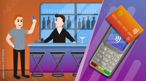 Nfc technology concept background. Cartoon illustration of nfc technology vector concept background for web design