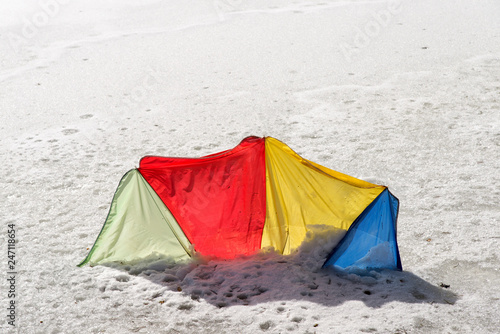 Tent in the snow on the mountain