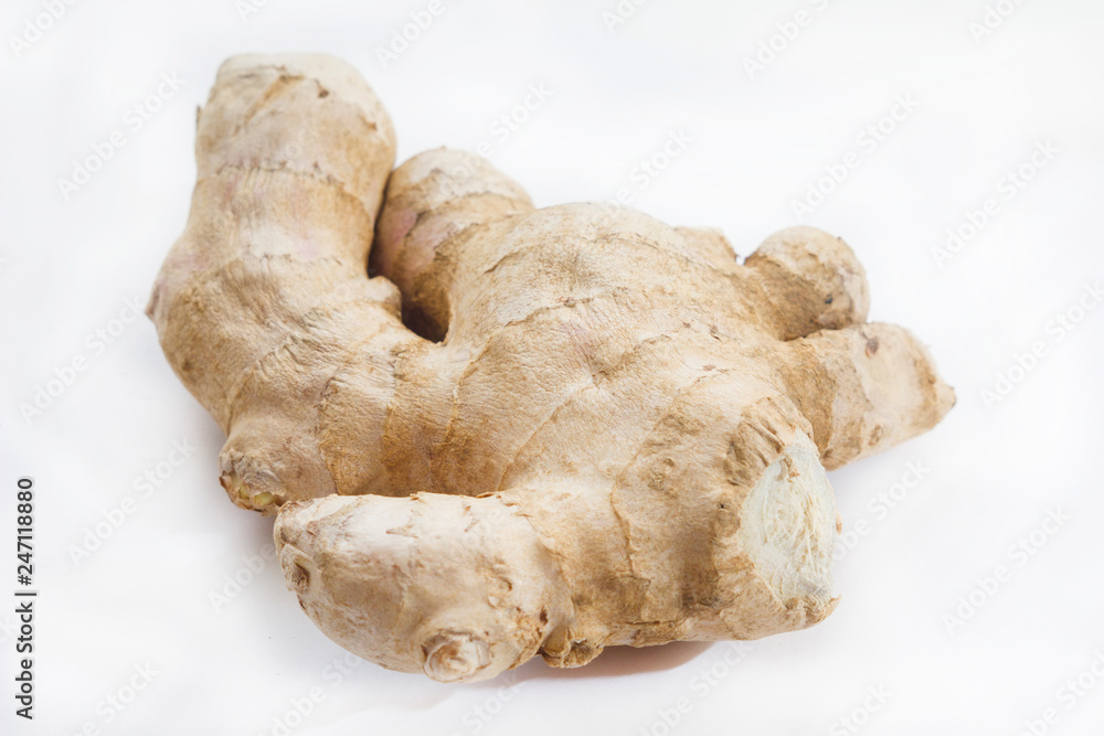 ginger root on white background, not isolate