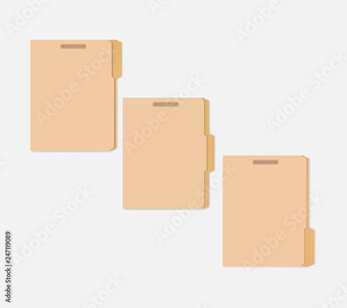 Closed variously tabbed file folders with interior fastener to keep paper