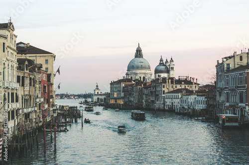 Beautiful view of Grand Canal and Basilica Santa Maria della Salute in Venice,Italy