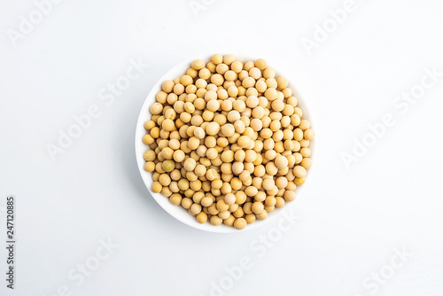 Yellow beans on white background