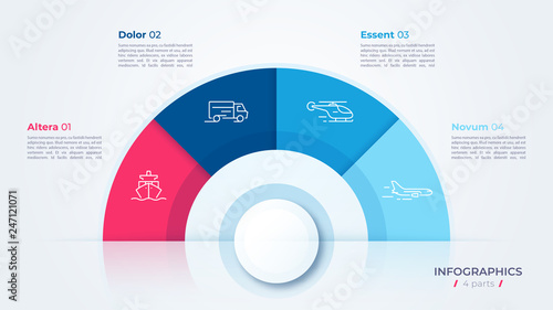 Vector circle chart design, modern template for creating infographics, presentations, reports, visualizations