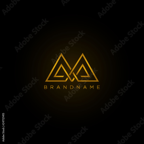 Abstract letter AA . Luxury logo design template. Vector letter logo with gold and black color