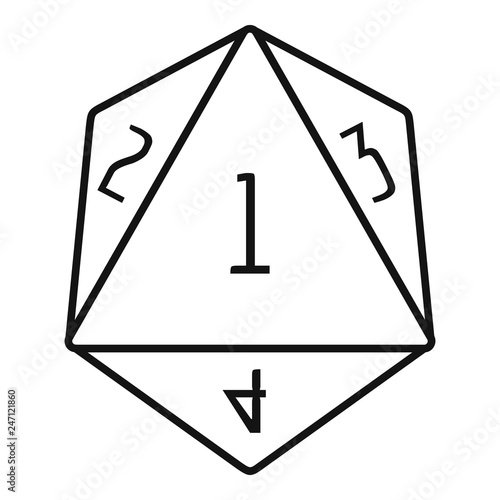 Dice polygonal number icon. Outline dice polygonal number vector icon for web design isolated on white background