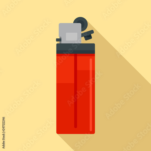 Plastic cigarette lighter icon. Flat illustration of plastic cigarette lighter vector icon for web design