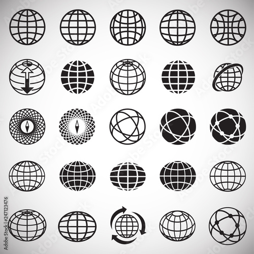 Globe icon set on white background for graphic and web design, Modern simple vector sign. Internet concept. Trendy symbol for website design web button or mobile app