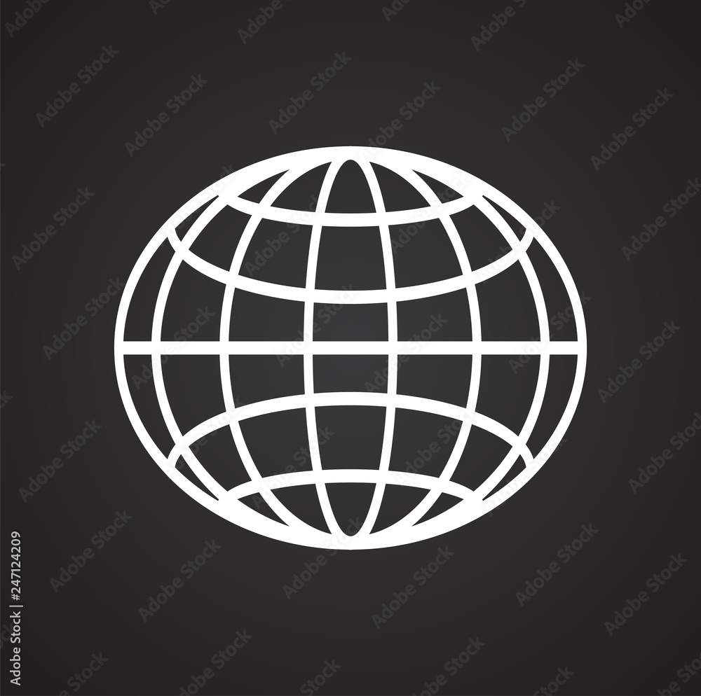 Globe icon on black background for graphic and web design, Modern simple vector sign. Internet concept. Trendy symbol for website design web button or mobile app Globe icon on black background for graphic and web design, Modern simple vector sign. Internet concept. Trendy symbol for website design web button or mobile app