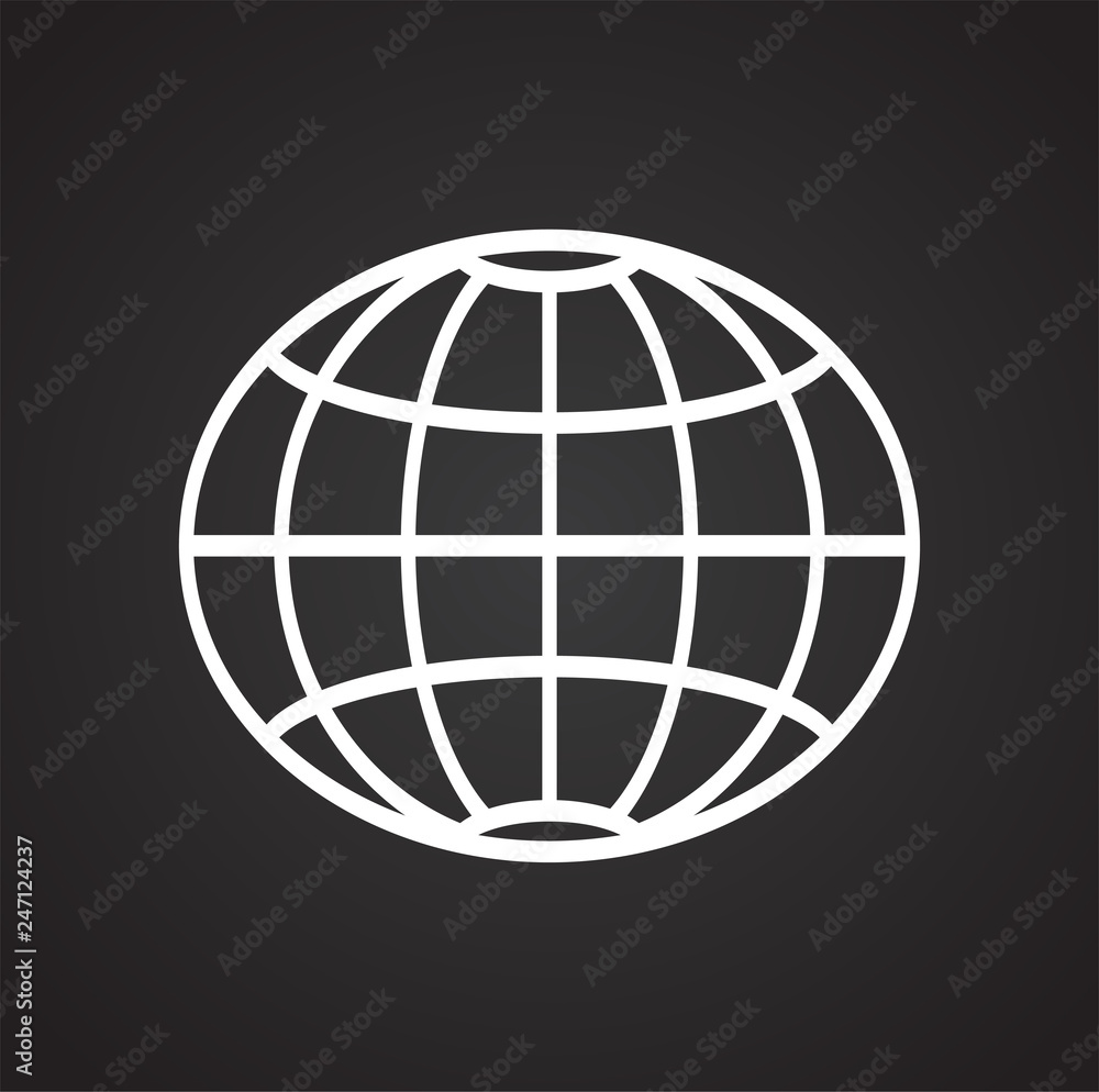Globe icon on black background for graphic and web design, Modern simple vector sign. Internet concept. Trendy symbol for website design web button or mobile app Globe icon on black background for graphic and web design, Modern simple vector sign. Internet concept. Trendy symbol for website design web button or mobile app