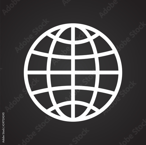 Globe icon on black background for graphic and web design  Modern simple vector sign. Internet concept. Trendy symbol for website design web button or mobile app