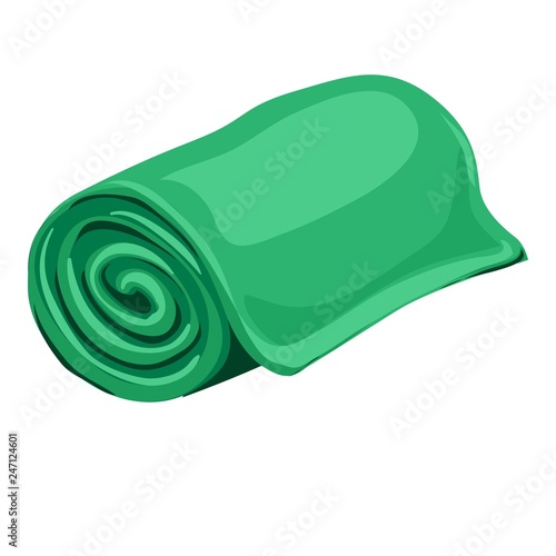 Green towel roll icon. Cartoon of green towel roll vector icon for web design isolated on white background