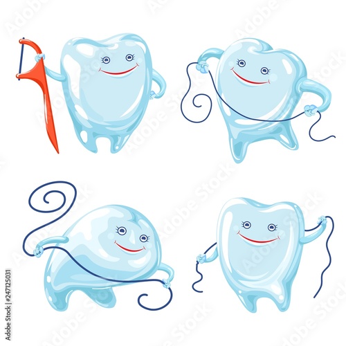 Floss icons set. Cartoon set of floss vector icons for web design