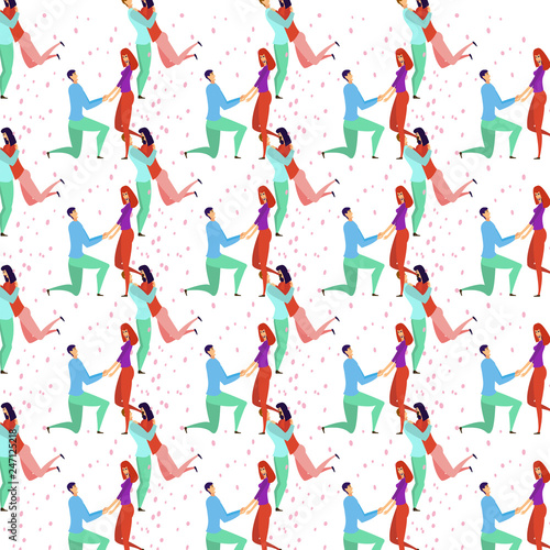 Seamless pattern with lovers b cartoons characters and girl