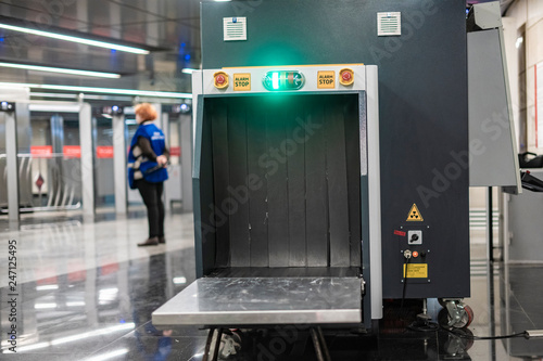 x ray metal detector check baggage in airport or public place b