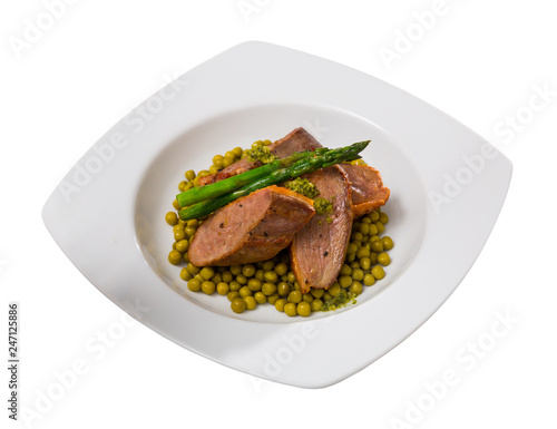 Grilled duck breast with vegetables