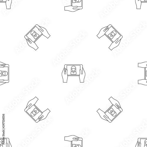 Girl take selfie pattern seamless vector repeat geometric for any web design