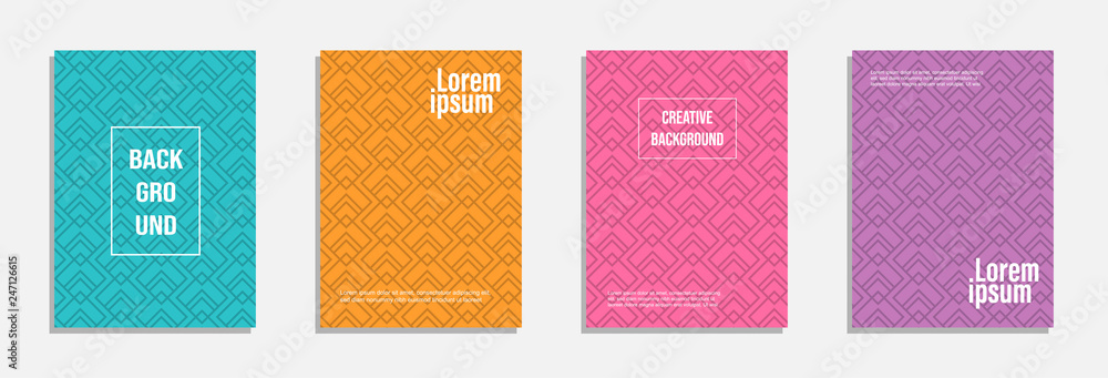 Colorful and modern cover design. Set of geometric pattern background Colorful and modern cover design. Set of geometric pattern background