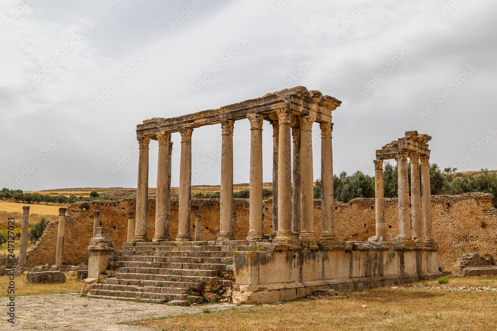 Ruins of the ancient Dougga (Thugga) city, UNESCO Heritage site, Tunisia