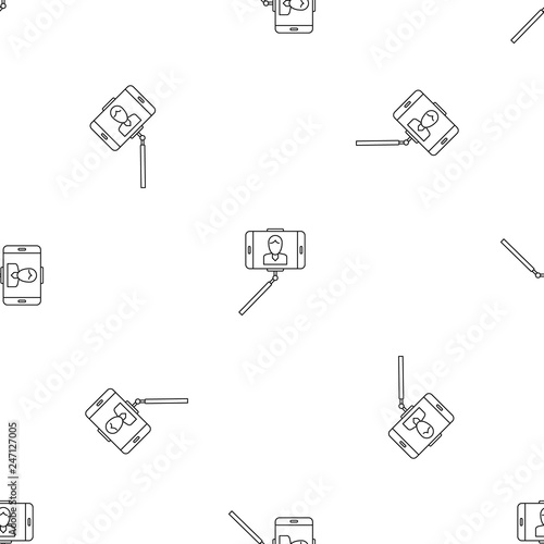 Man take selfie monopod pattern seamless vector repeat geometric for any web design