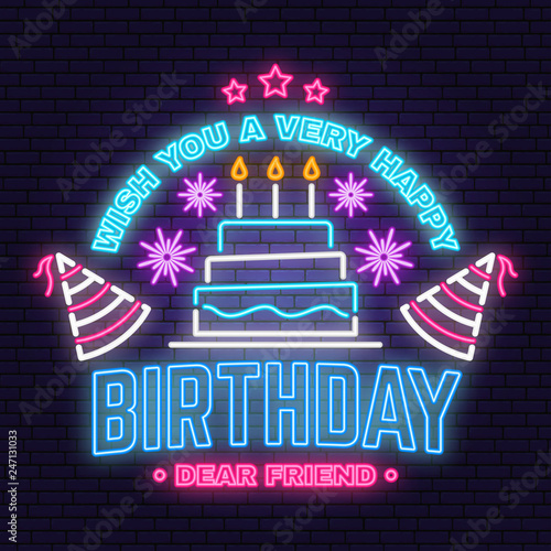 Photography Wish you a very happy Birthday dear friend neon sign