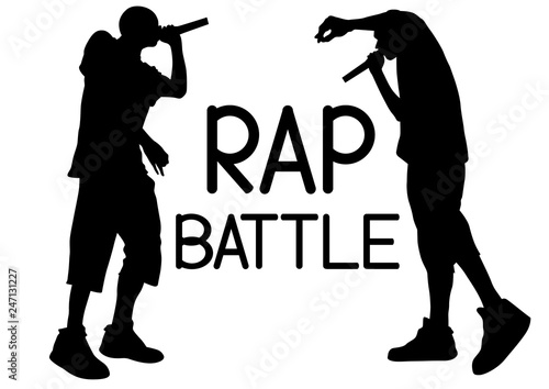 Hip-hop artists with microphones on stage