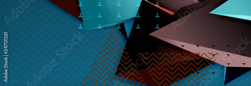 3d triangular shapes geometric background. Origami style pattern with triange shapes for decorative design. Poster design. Line design. Modern presentation template