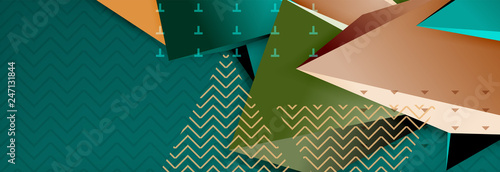 3d triangular shapes geometric background. Origami style pattern with triange shapes for decorative design. Poster design. Line design. Modern presentation template