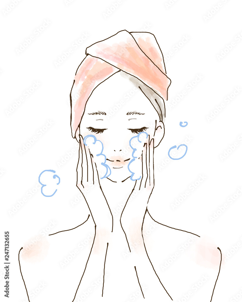 洗顔 クレンジング 化粧を落とす女性 美容 Stock イラスト Adobe Stock