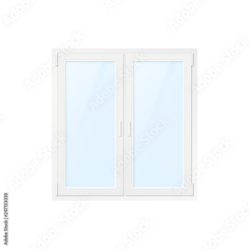 White Office Plastic Window. Vector Illustration Isolated on White Background