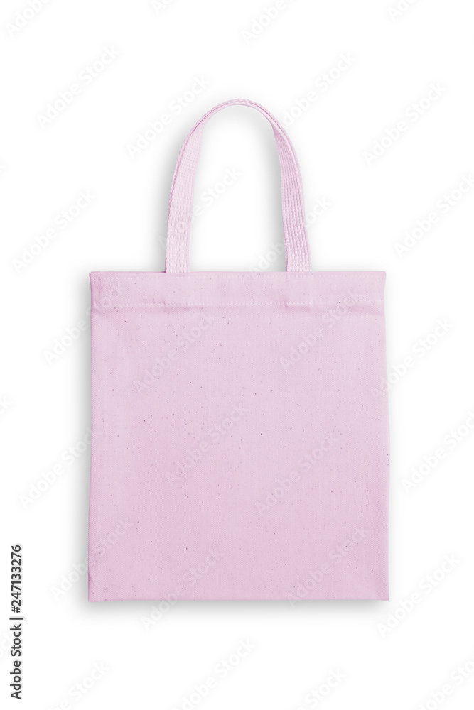 Tote bag fabric cloth shopping sack mockup in pastel pink color isolated on  white background (clipping path) Stock Photo | Adobe Stock