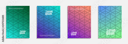 Colorful and modern cover design. Set of geometric pattern background © Dowsky