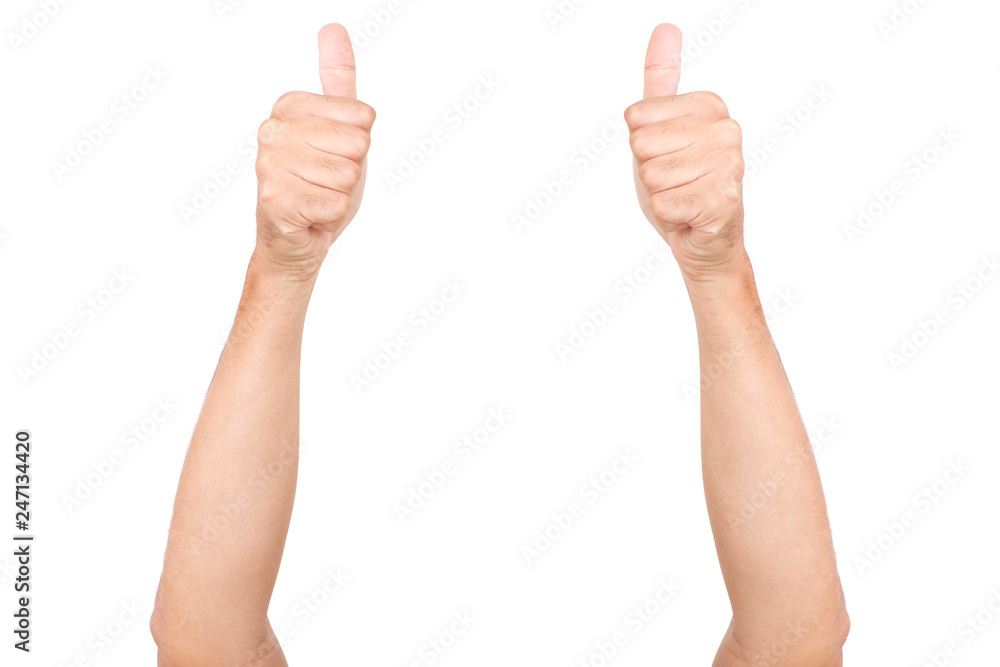 Male hand gestures isolated over the white background. Male hand gestures isolated over the white background.