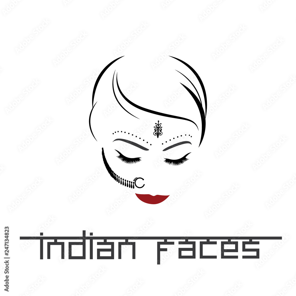 Illustration depicting a woman's face with Indian ornaments Illustration depicting a woman's face with Indian ornaments