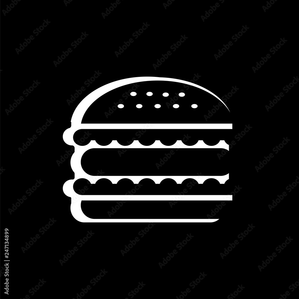 hamburger vector icon on black background hamburger vector icon on black background