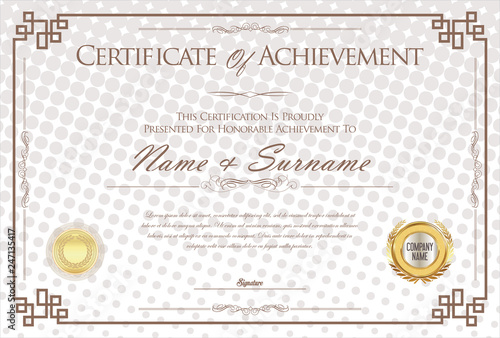 Certificate or diploma retro design template vector illustration 