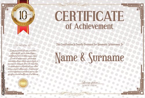 Certificate or diploma retro design template vector illustration 