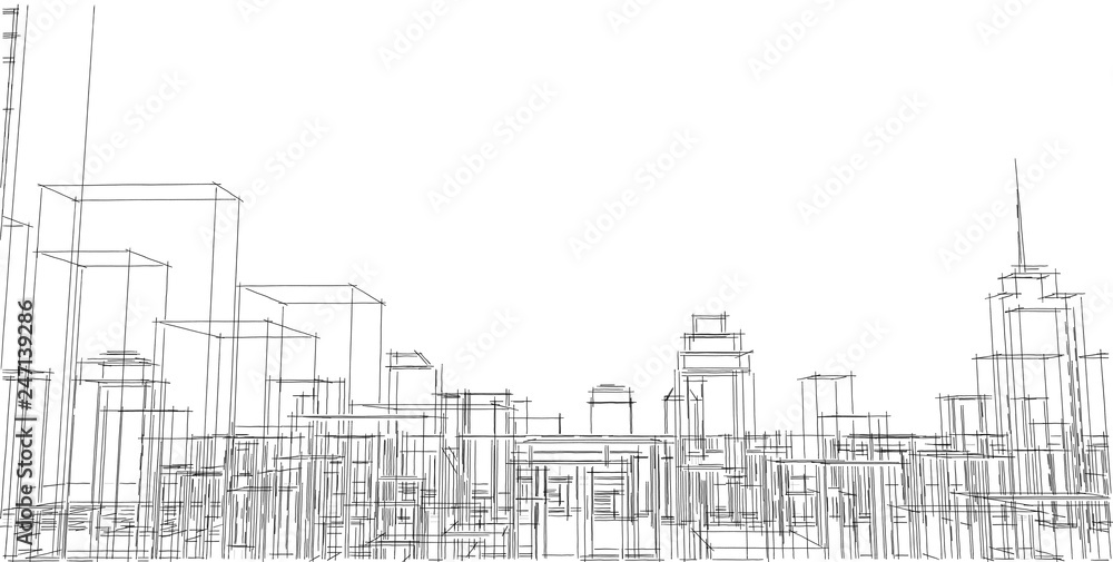 Abstract architectral drawing sketch,Illustration