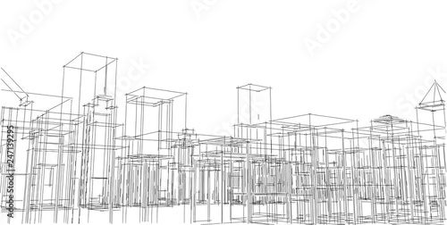 Abstract architectral drawing sketch Illustration