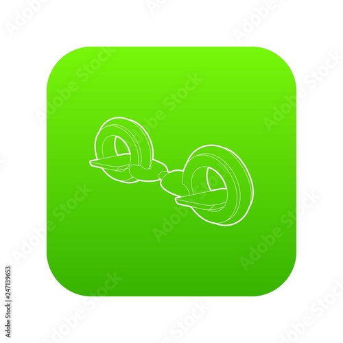 Little segway icon green vector isolated on white background