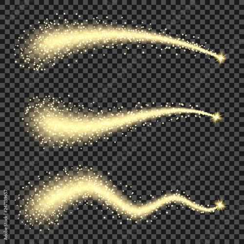 Stardust trail or gold glittering star waves