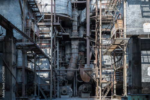 The old equipment at a thermal power plant