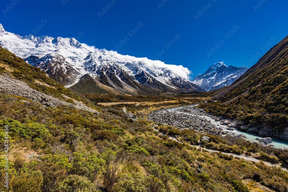 Hooker Valley Track in Aoraki National Park, New Zealand, South Island