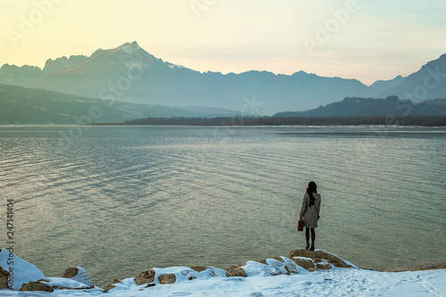 Girl near  at Lake