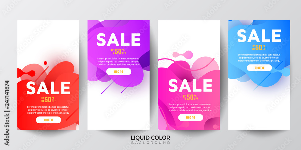 Fototapeta premium Bright gradient liquid gradient waves sale banner