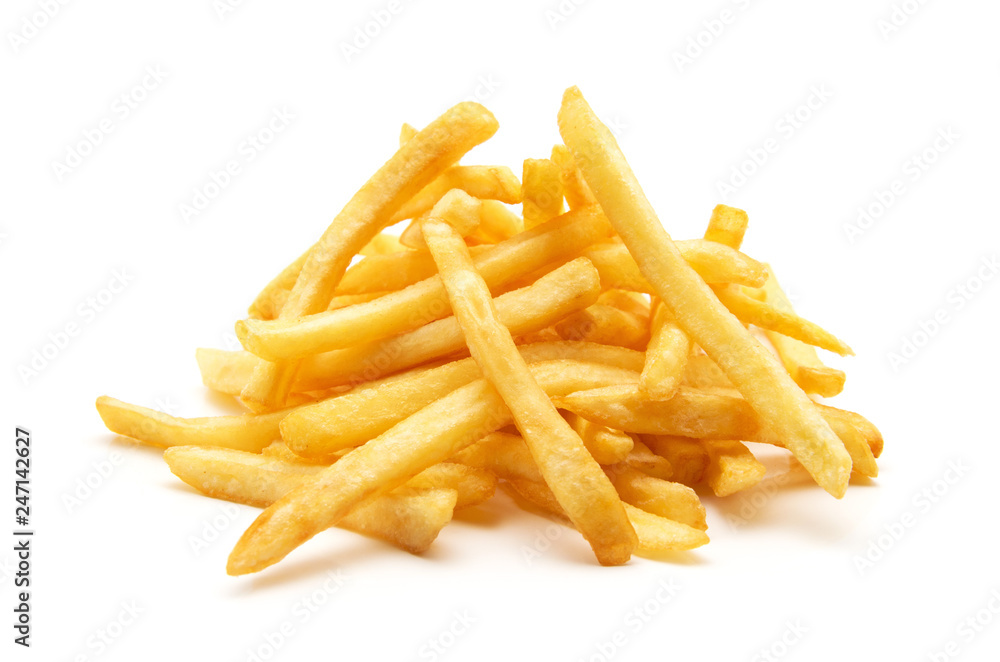 potato fry on white isolated background potato fry on white isolated background