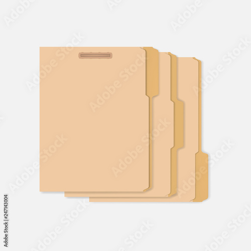Closed tabbed folders with interior fastener to keep documents, mockup