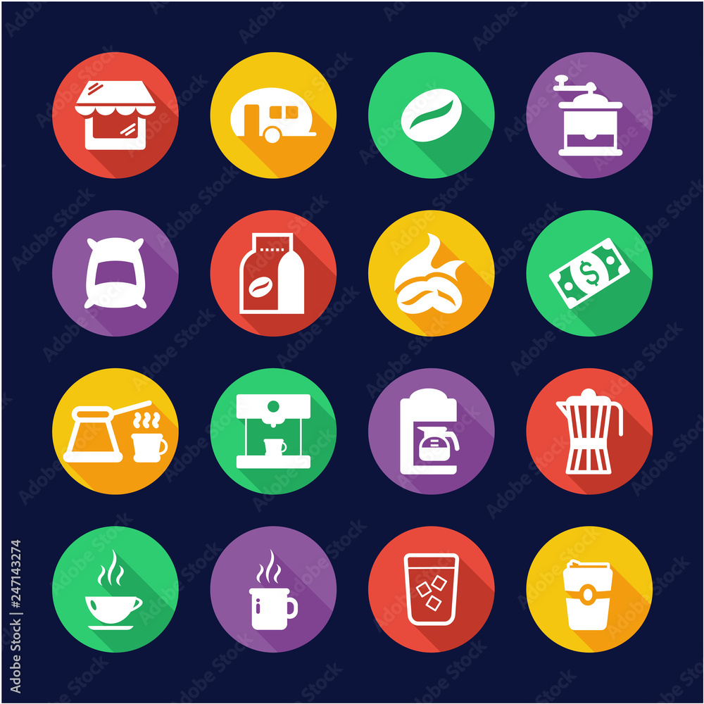 Coffee Shop Icons Flat Design Circle Coffee Shop Icons Flat Design Circle