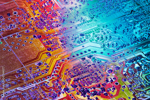 Картината върху платно Circuit Board Multicolored Background