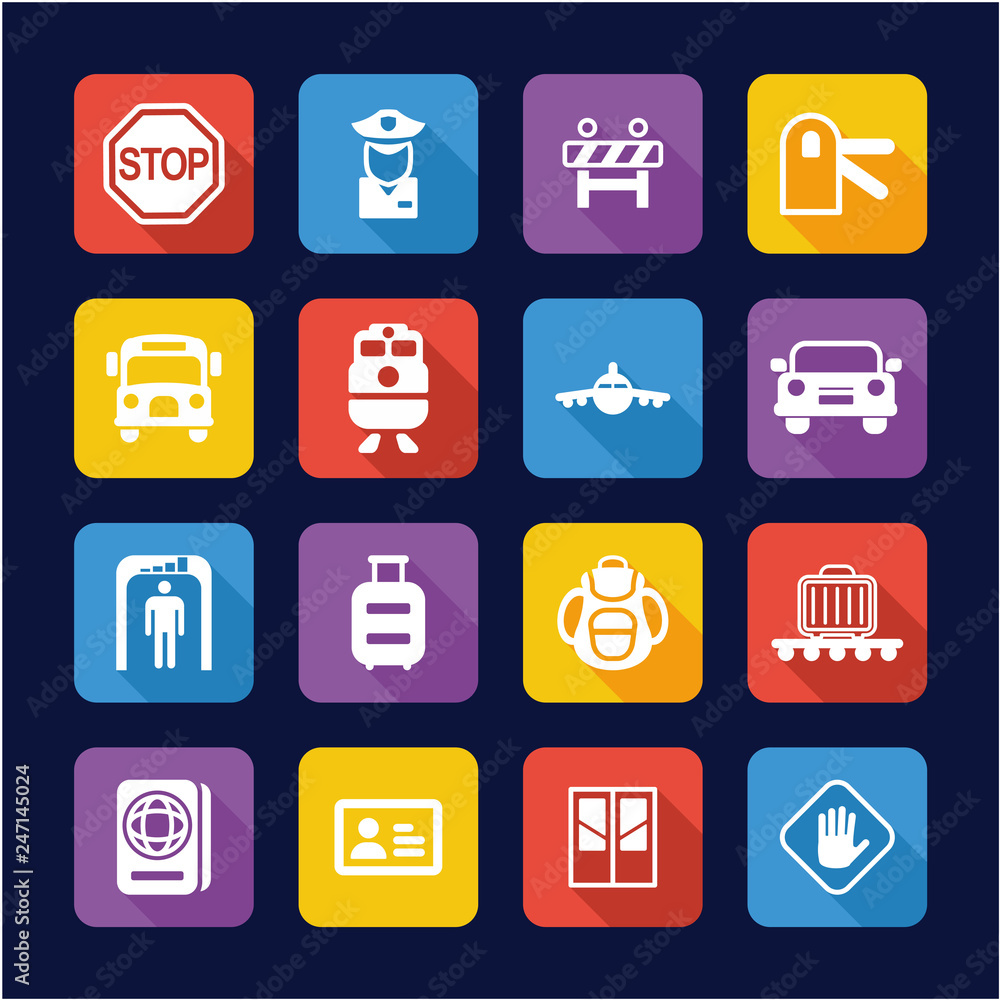 Border Crossing Icons Flat Design Border Crossing Icons Flat Design