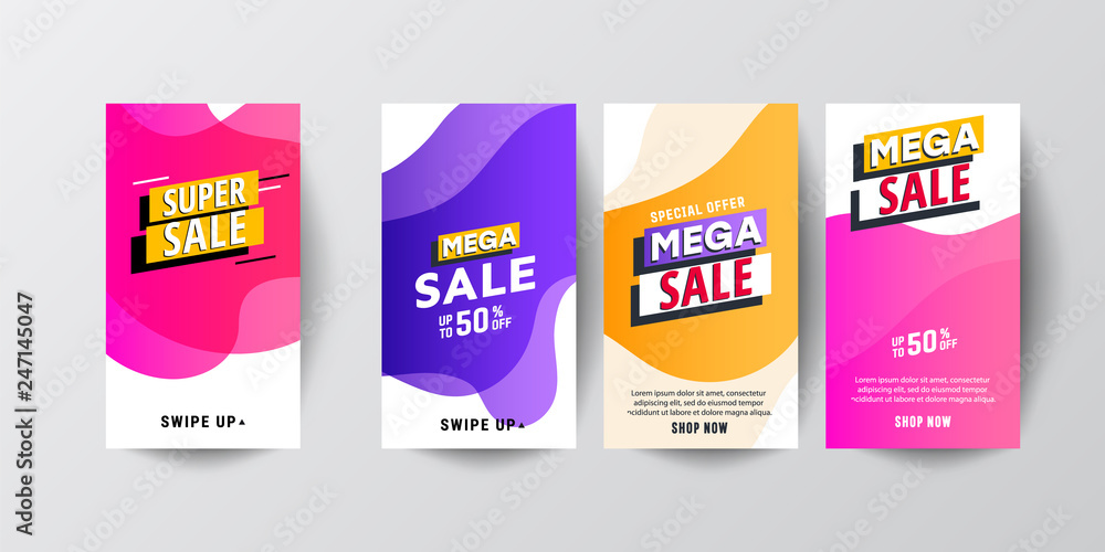 Modern fluid mobile sale banners template set for online shopping. Modern fluid mobile sale banners template set for online shopping.